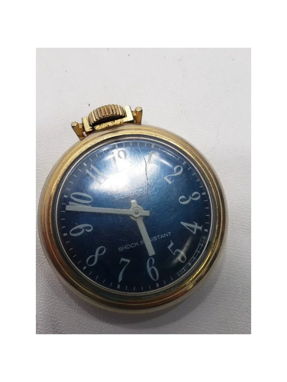 Vintage Westclox Scepter Blue Dial Wind Up Pocket Watch Shock Resistant